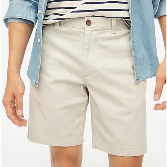 J. Crew Factory 9" Flex Chino Shorts in Stone khaki NWT size 34 - Picture 1 of 15